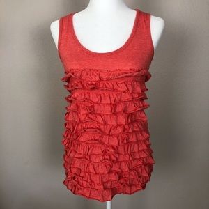French Laundry Orange-Heather Tiered Tank Top